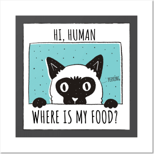 Hi human,Where is my food? (kitten,cat) Posters and Art
